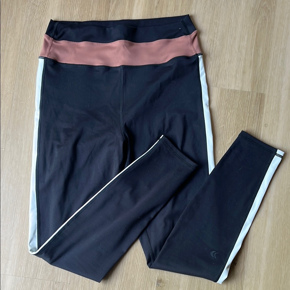Z Supply Black and Brown Leggings with Sporty Accents